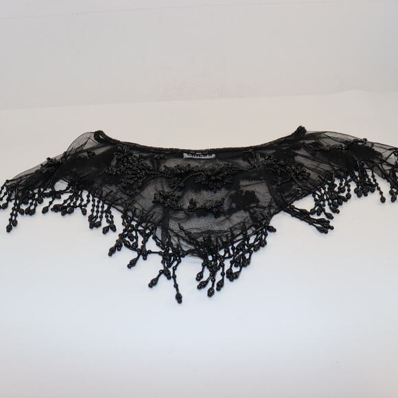 Chico’s Black Beaded Mesh Collar Overlay Detachable Accessory - Picture 1 of 2